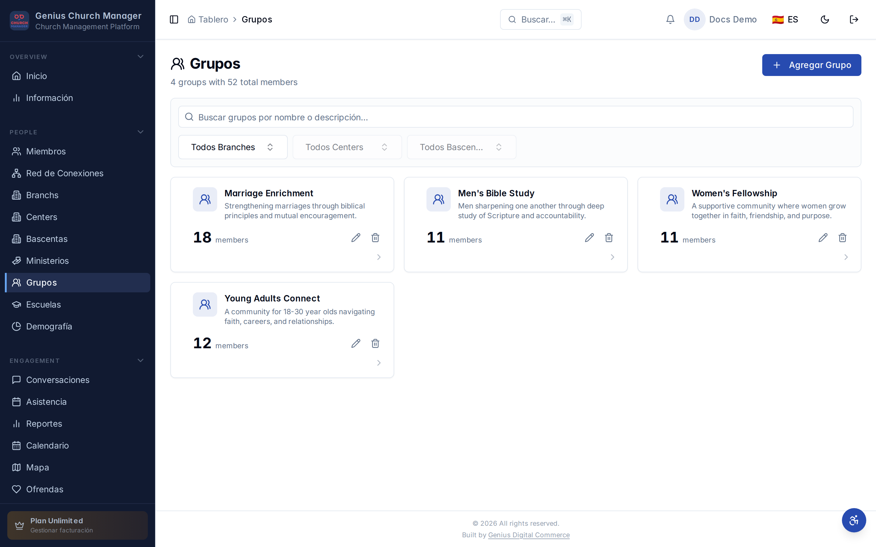 Lista de grupos