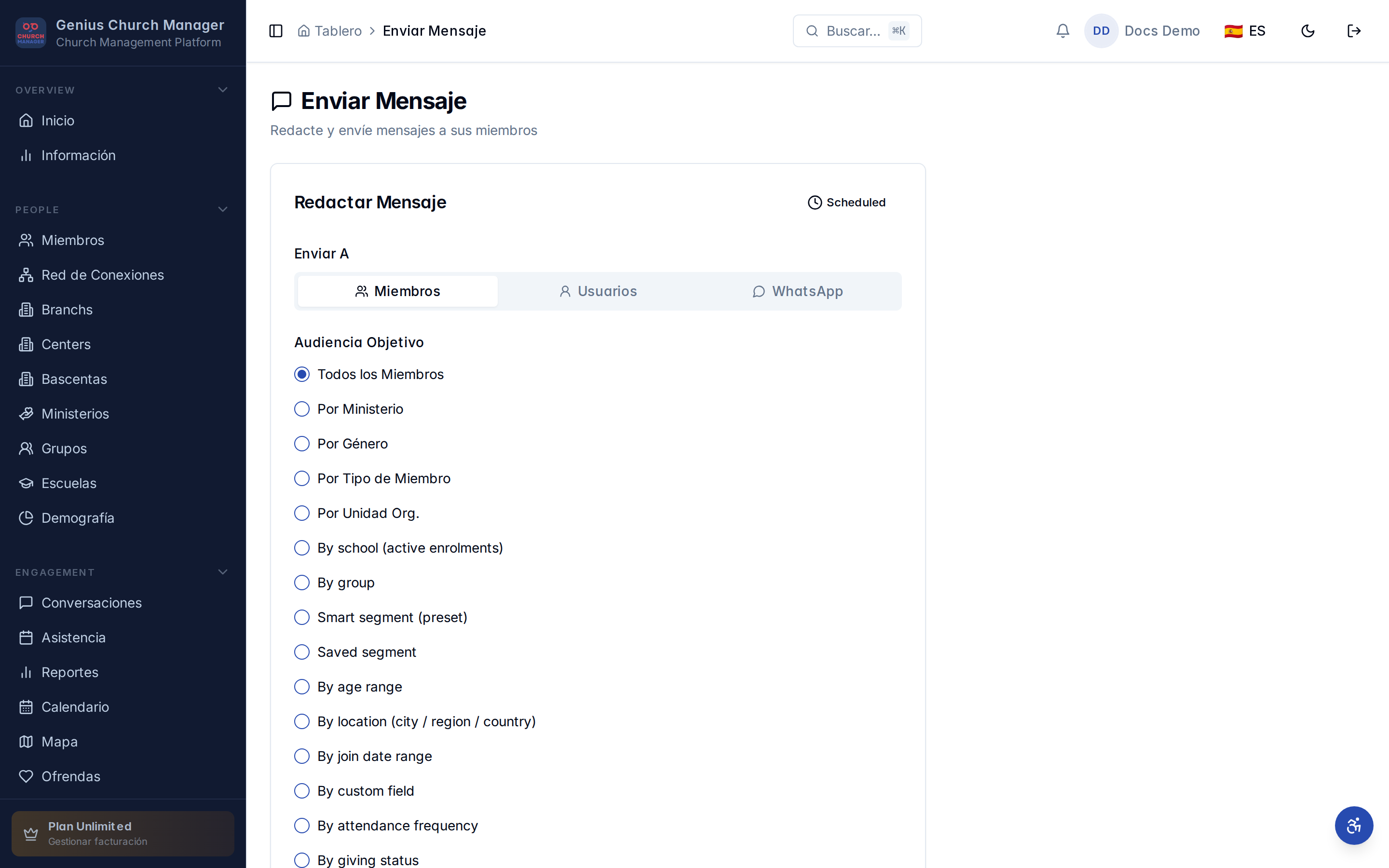 Pantalla de envío de correo
